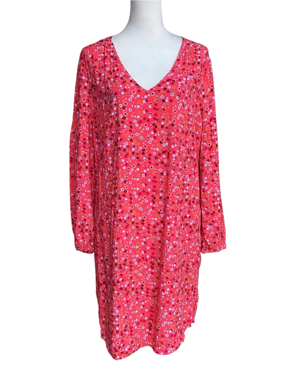 Gap Pink Floral Long Sleeve Shift Dress Pockets  NEW